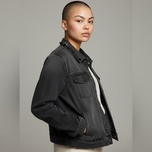 CAbi vintage Y2k washed black studded Denim Jacket